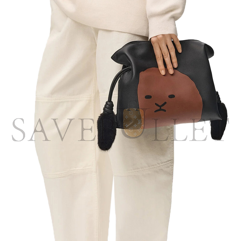 LOEWE MEDIUM LION INTARSIO FLAMENCO CLUTCH IN CALFSKIN A411FC1XF1 (30*24.5*10.5cm)